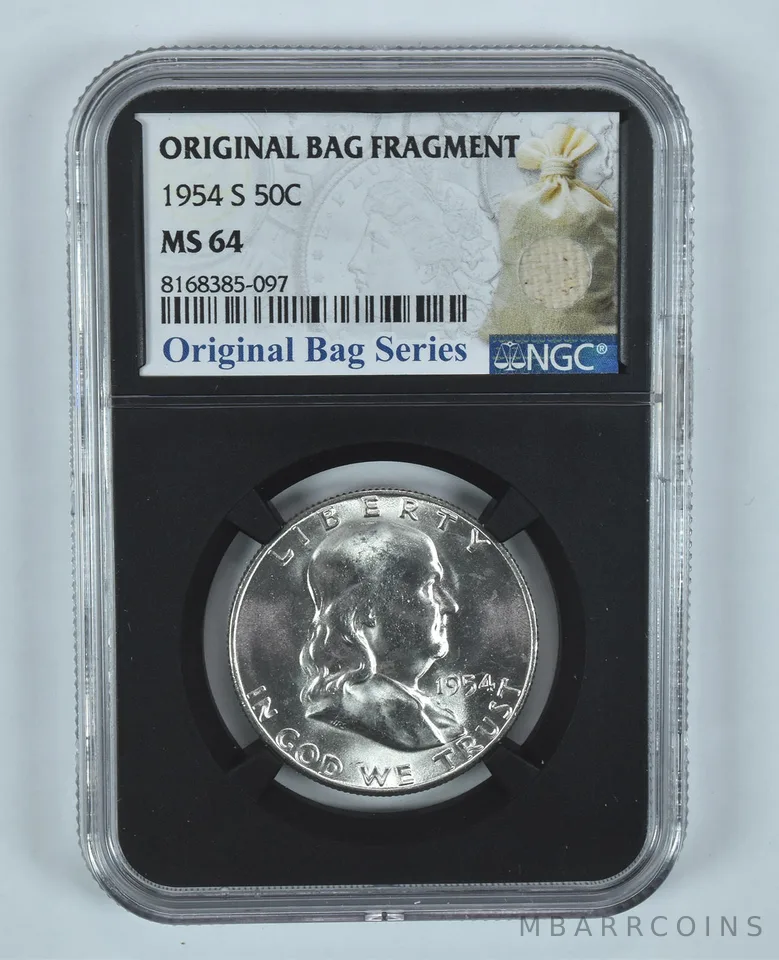 1954-S Franklin Half Dollar Original Bag Fragment MS64 NGC