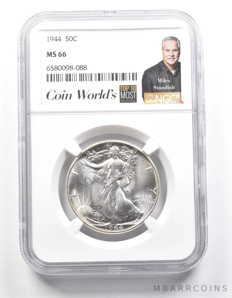 1944 Walking Liberty Half Dollar Miles Standish MS66 NGC *1422