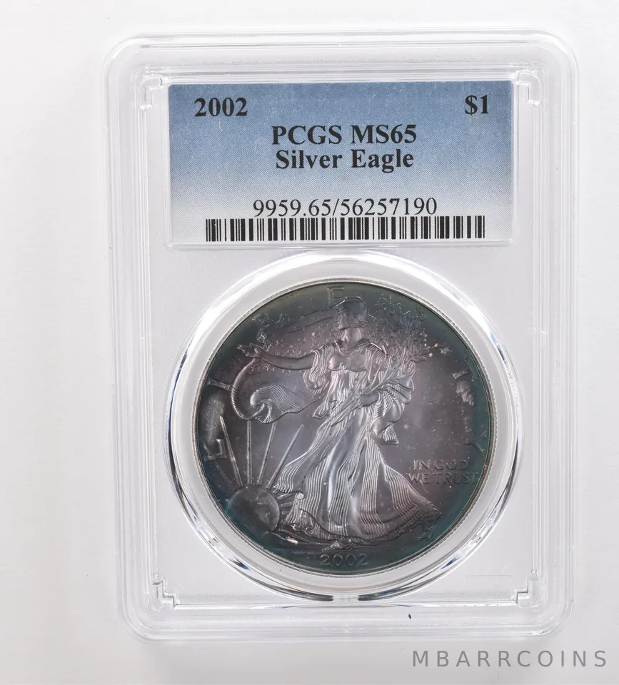 2002 American Silver Eagle MS65 PCGS Beautiful Tone *3227