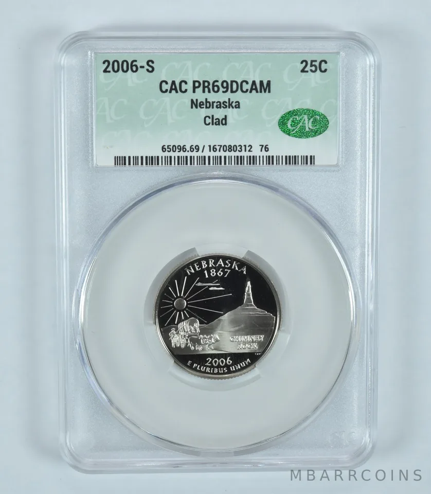 2006-S Washington State Quarter Nebraska CLAD PR69 DCAM CAC CACg
