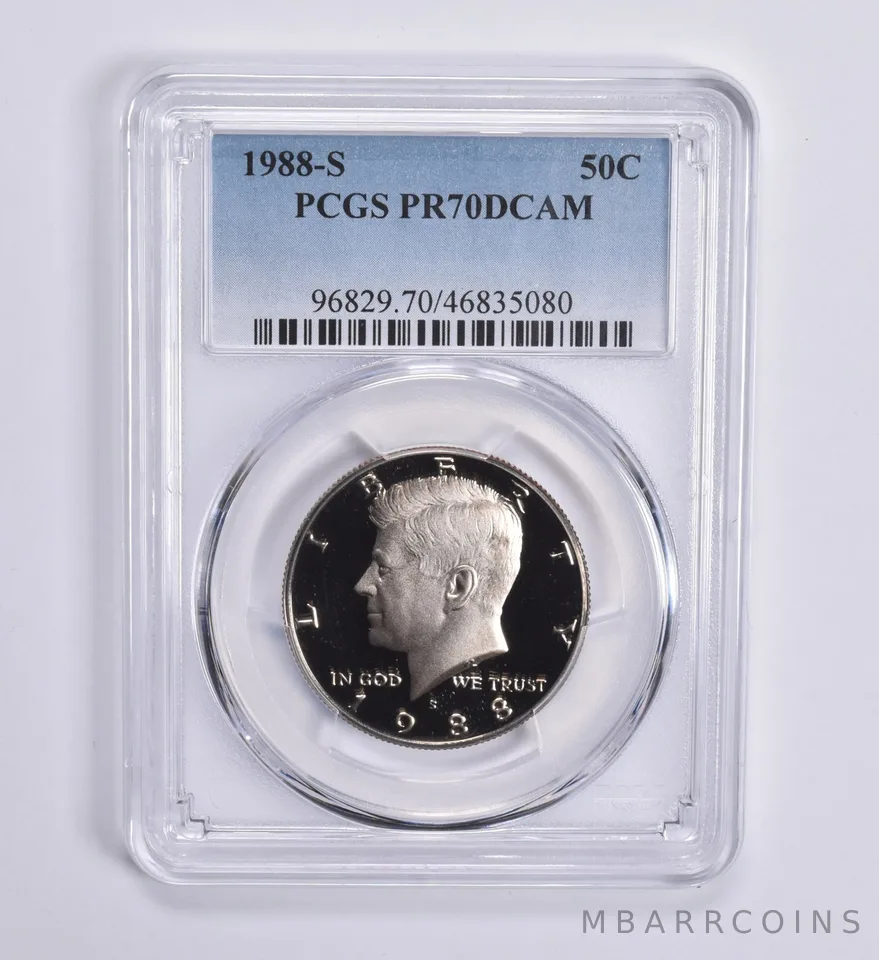 1988-S Kennedy Half Dollar 50c PR70 DCAM PCGS Blue Lbl