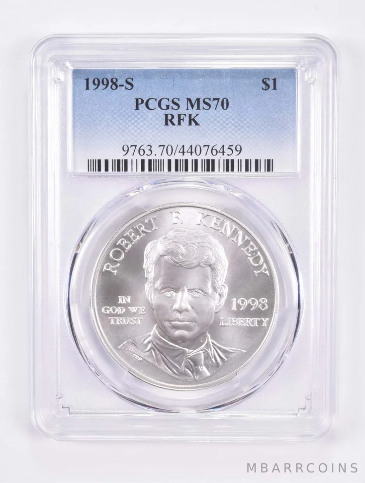 1998-S Robert F Kennedy Commemorative Silver Dollar MS70 PCGS