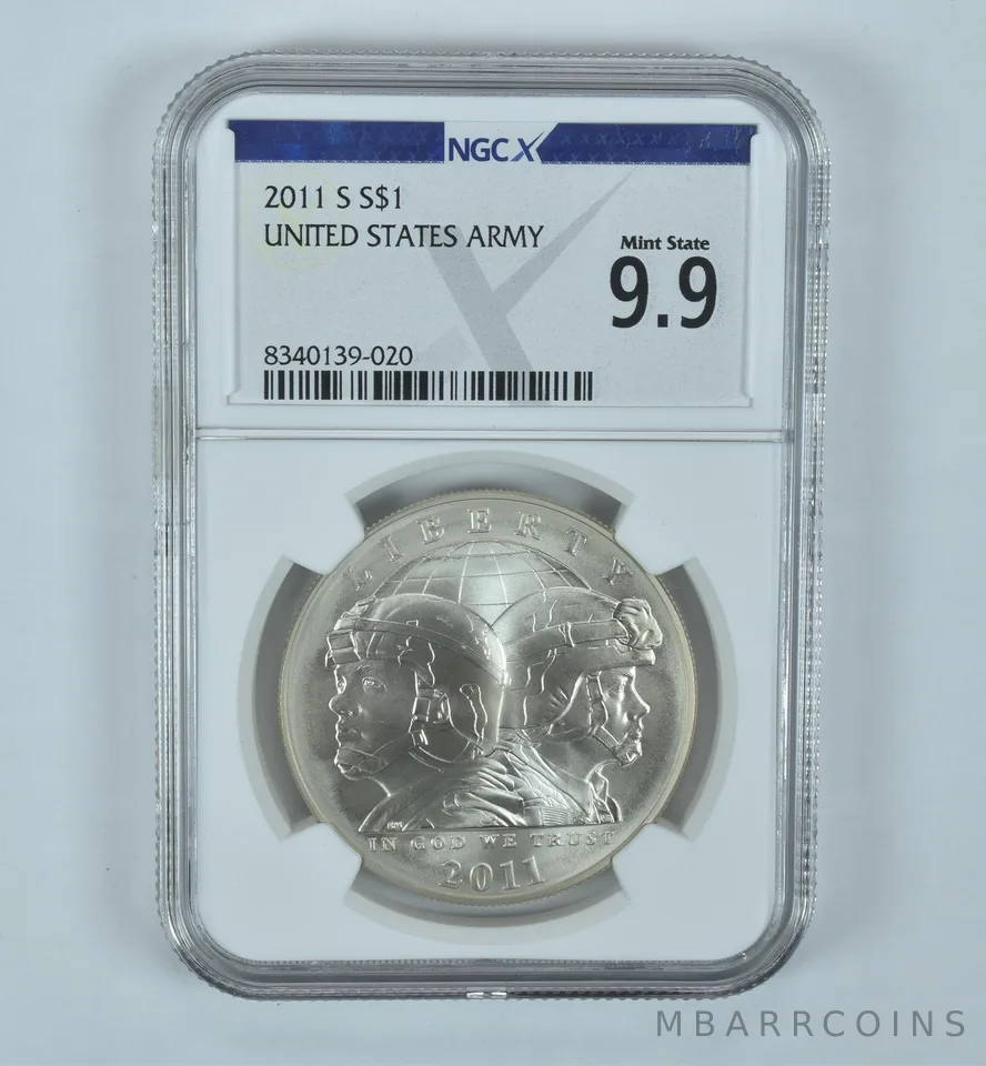 2011-S US Army Commemorative Silver Dollar Mint State 9.9 NGC X NGCX