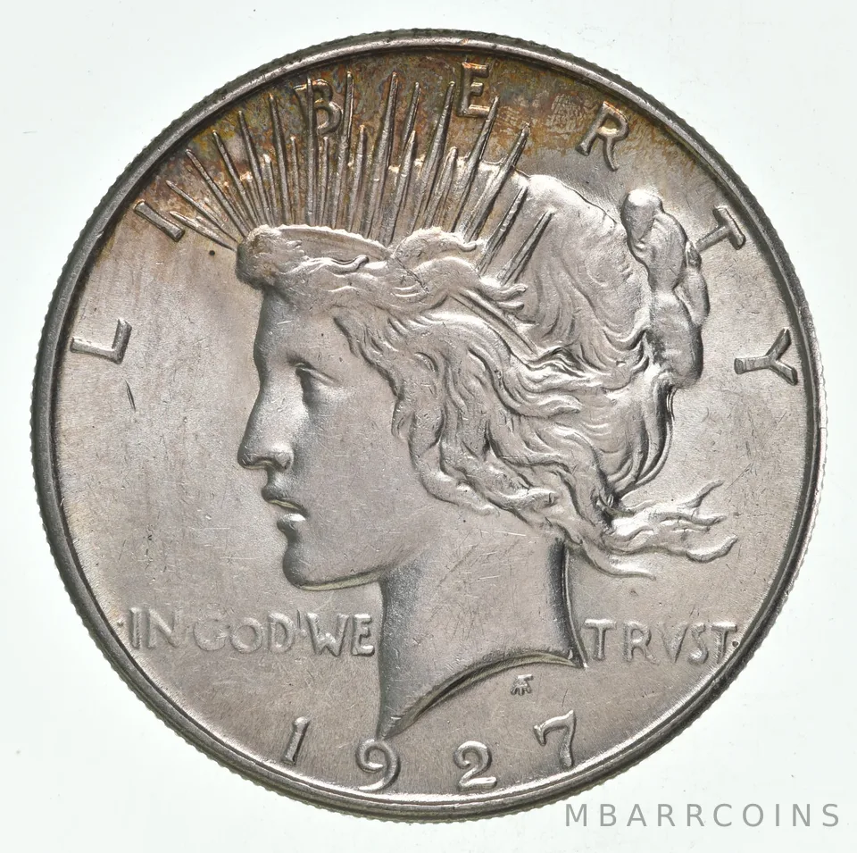(1) BU 1927-S Peace Silver Dollar $1 Unc MS 90% - San Francisco Mint