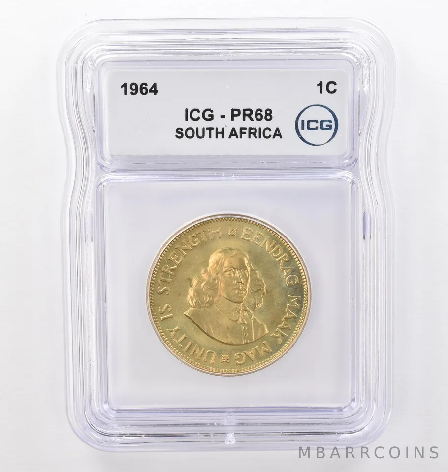 1964 South Africa 1 Cent PR68 ICG Beautiful Tone *0095