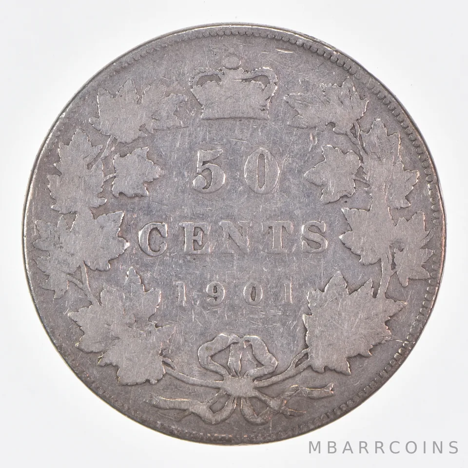 Better Date - 1901 Canada 50 Cents World Coin- Silver *413