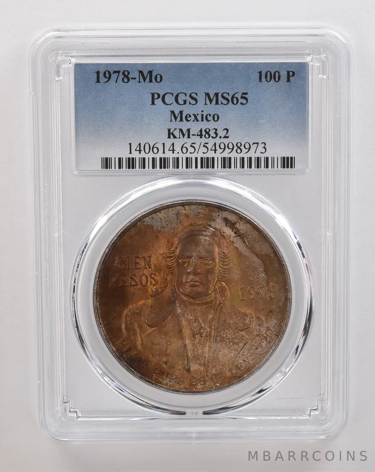 1978 Mo Mexico 100 Pesos Silver KM-483.2 MS65 PCGS Beautiful Tone *4341