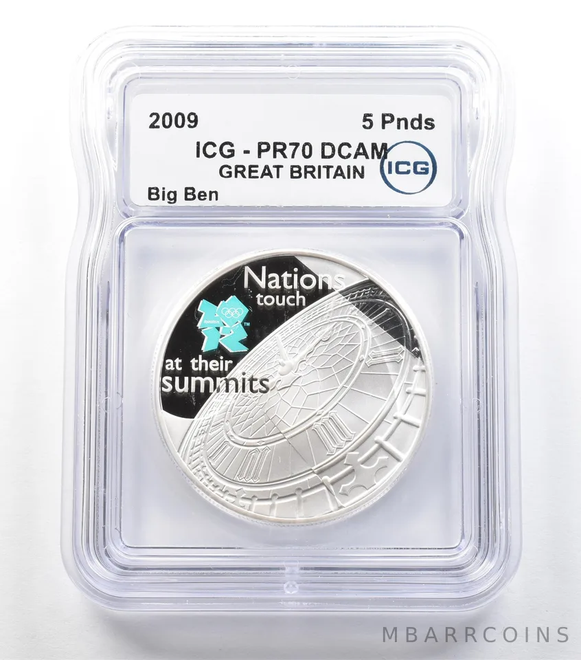 2009 Great Britain 5 Pounds Silver Big Ben PR70 DCAM ICG a3689