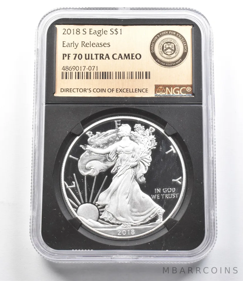 PF70 UCAM 2018-S American Silver Eagle ER Directors Coin of Excellence NGC a5813