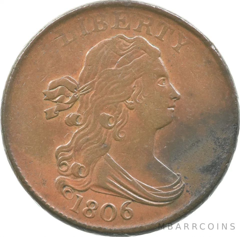 1806 Draped Bust Half Cent Small 6 a6908
