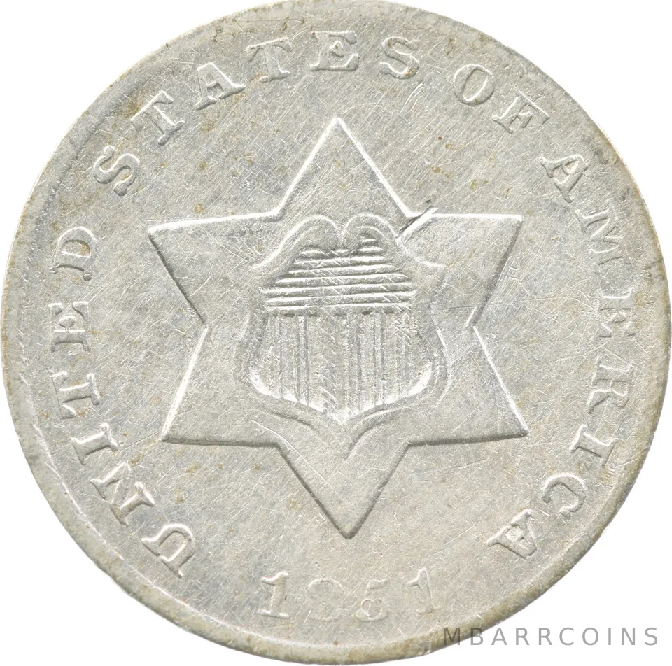 1851 Silver Three Cent Trime *3609