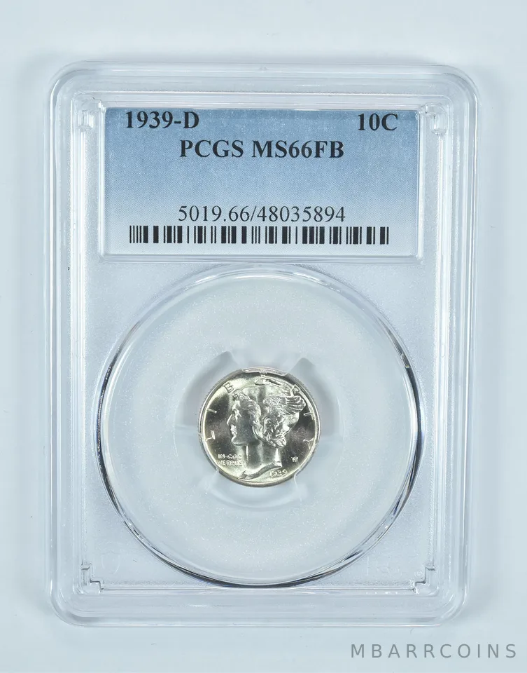 1939-D Mercury Dime MS66 FB PCGS Blue Label