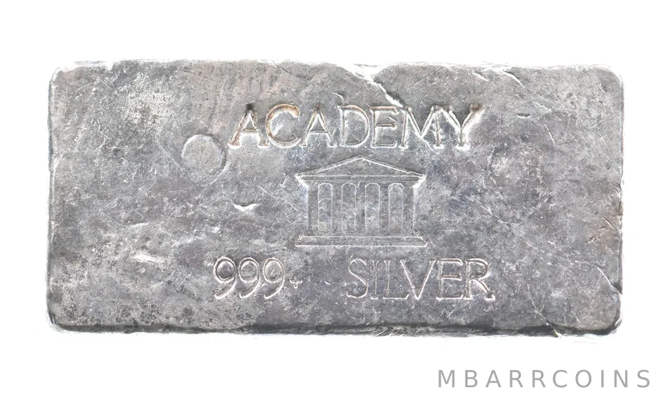 5.1 Troy Oz Silver Bar Academy Vintage Poured Loaf CSRCO Odd *2929