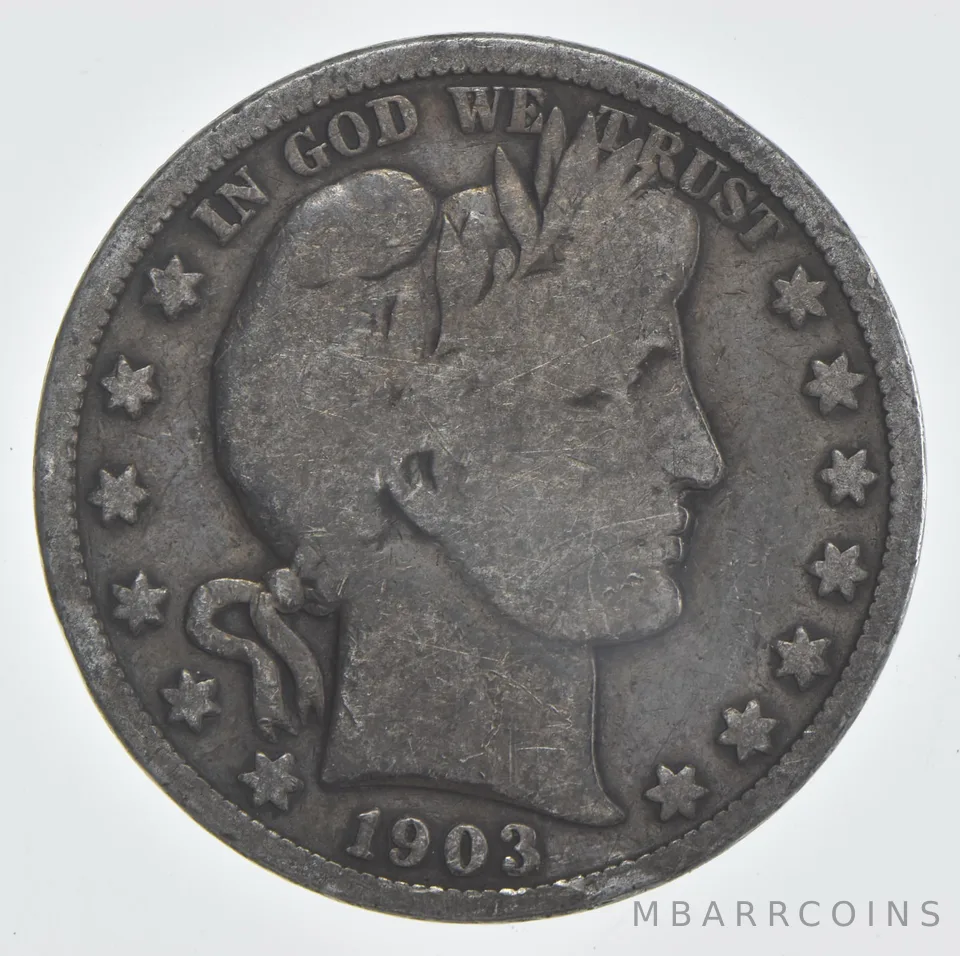 1903-S Barber Half Dollar 90% Silver VG Condition