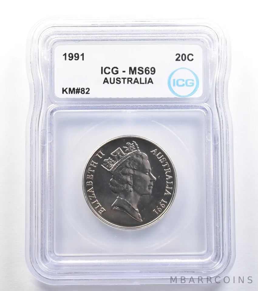 1991 Australia 20 Cents KM#82 MS69 ICG *7885