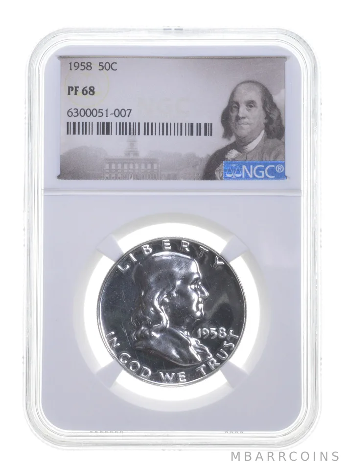 1958 Franklin Half Dollar PF68 NGC Special Label
