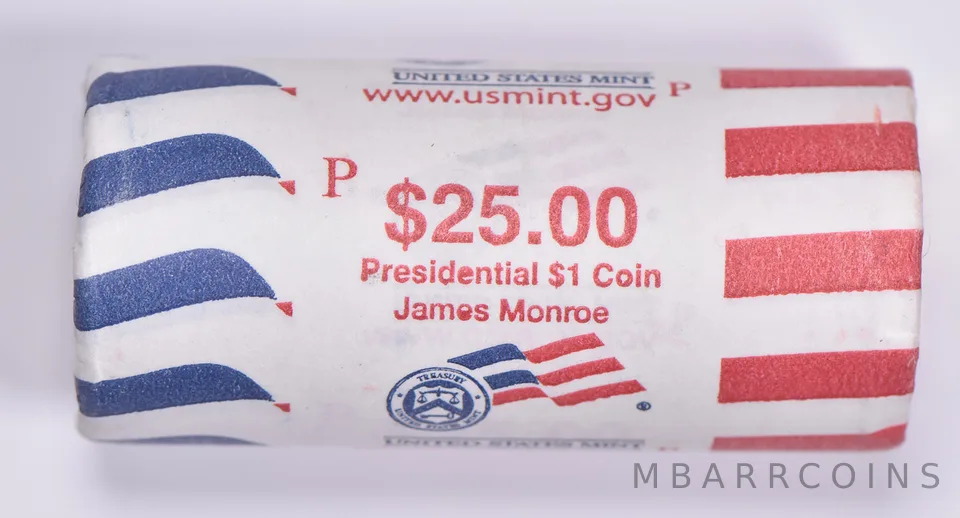 2008-P James Monroe Presidential $1 Coin Roll of $25 Unc US Mint BU