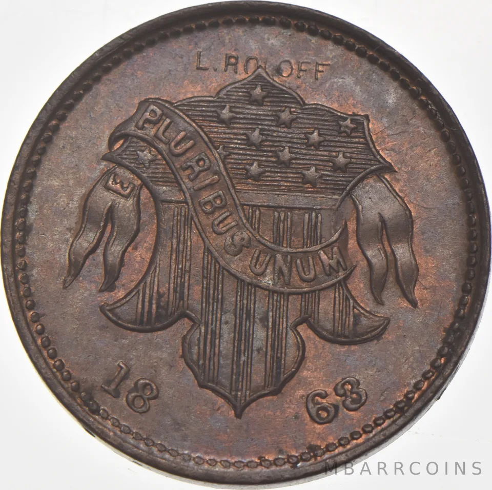 1868 Staudingers Broadway Civil War Token NY 60BS a7502