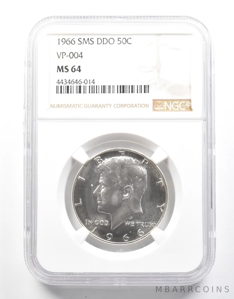 1966 Kennedy Half Dollar SMS DDO VP-004 MS64 NGC *2132