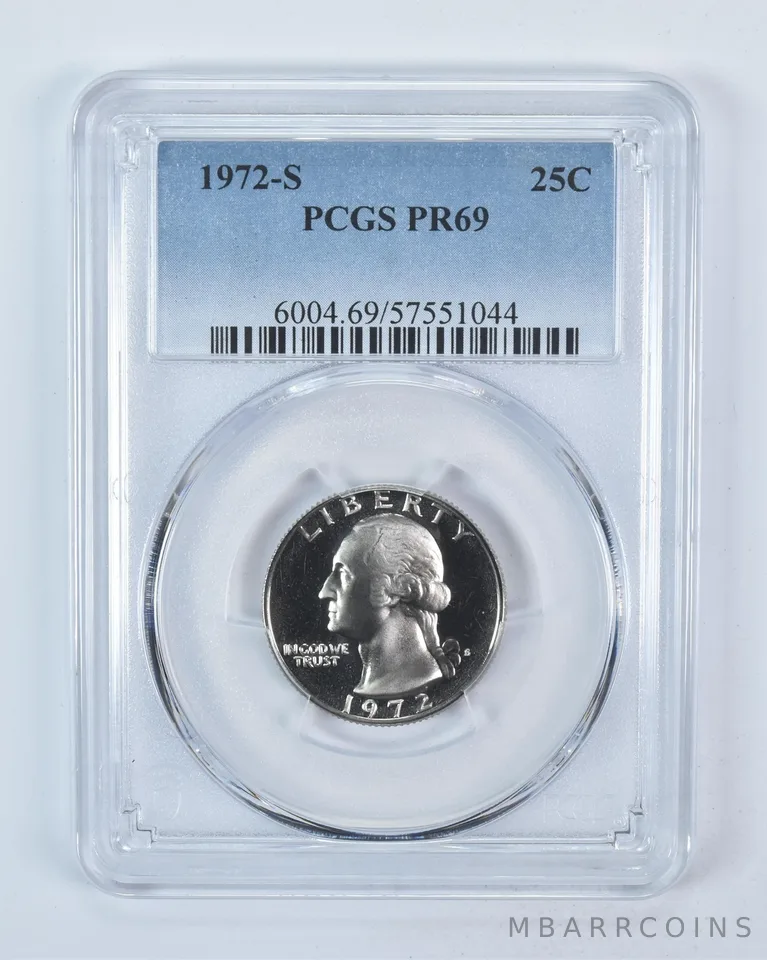 1972-S Washington Quarter PR69 PCGS Blue Label