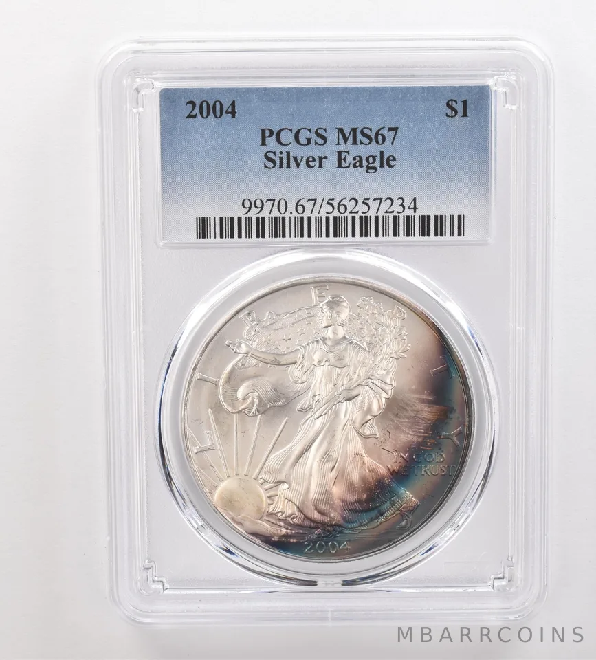 2004 American Silver Eagle MS67 PCGS Beautiful Tone *3237