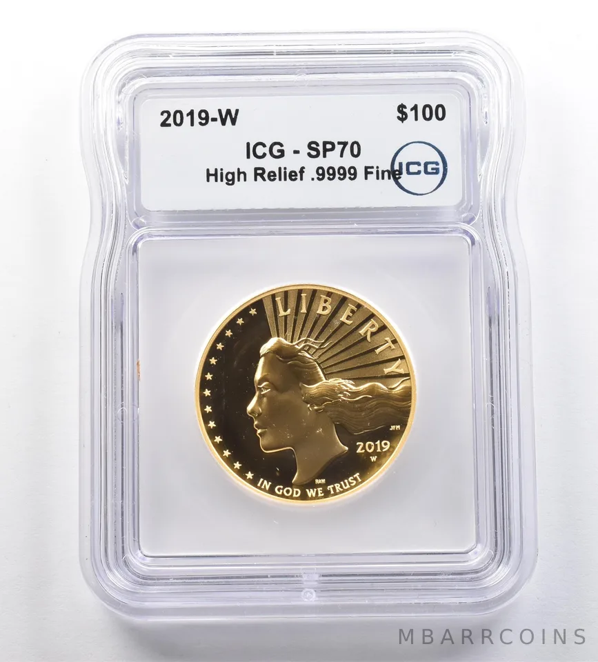 2019-W $100 American Gold Liberty High Relief 1 Oz Gold SP70 ICG