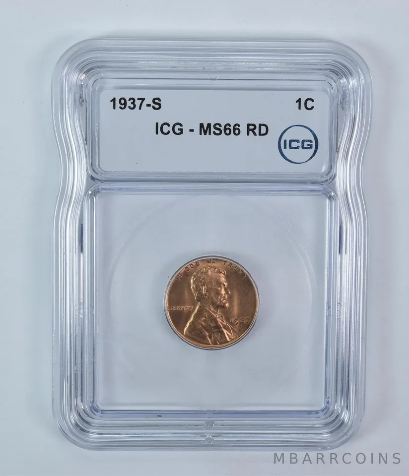 1937-S Lincoln Wheat Cent MS66 RD ICG