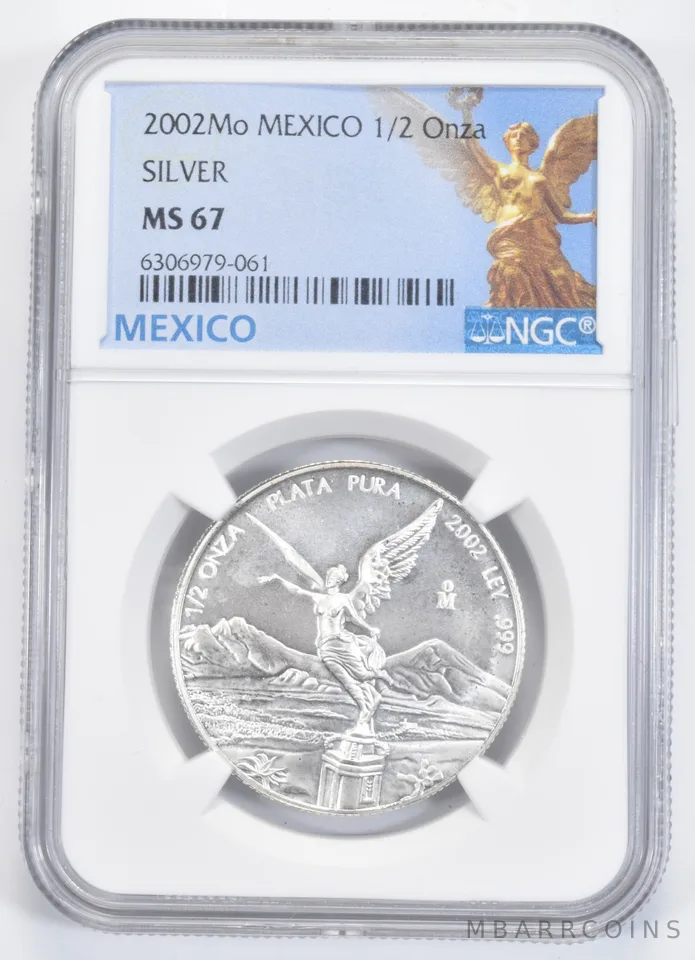 2002 Mexico 1/2 Onza MS67 Libertad Mexican NGC