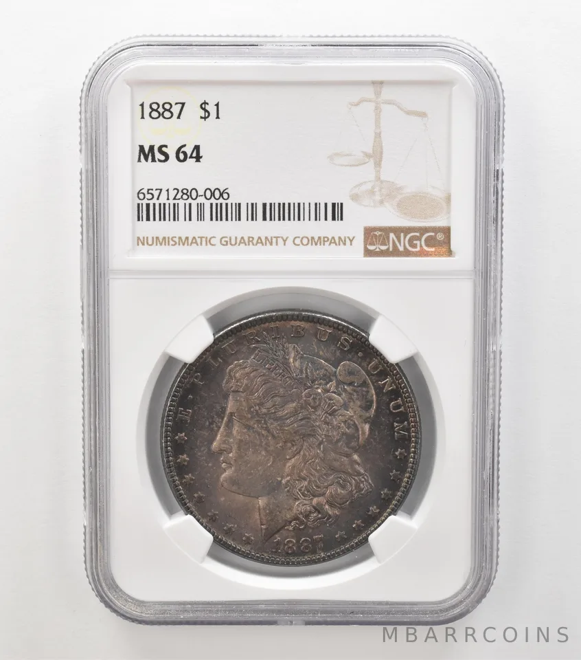 1887 Morgan Silver Dollar MS64 NGC Beautiful Tone *6892