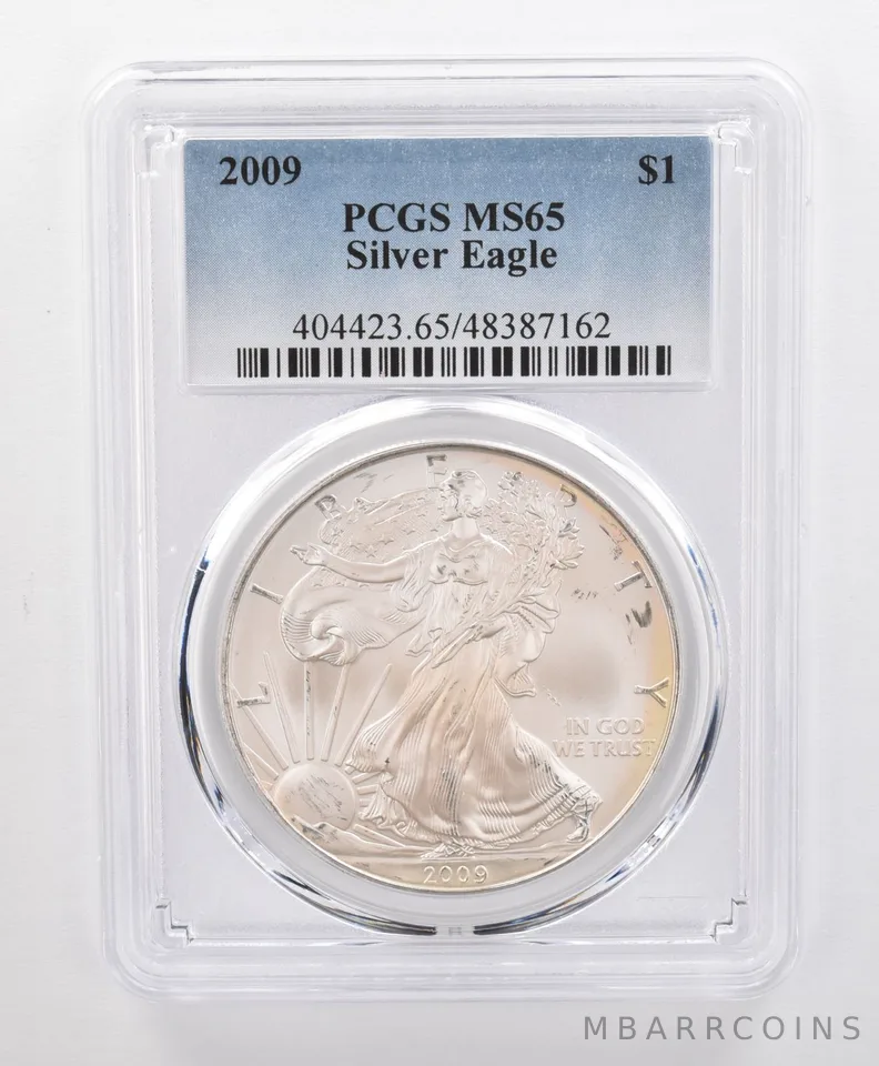 MS65 2009 American Silver Eagle PCGS Beautifully Toned Yellow/Pink Sheen a0184
