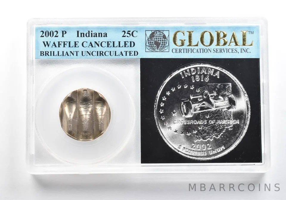 2002-P Washington State Quarter Indiana Waffle Cancelled BU *6872