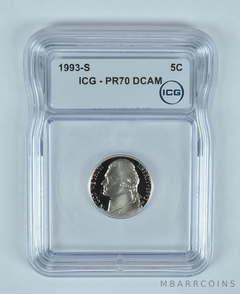 1993-S Jefferson Nickel PR70 DCAM ICG