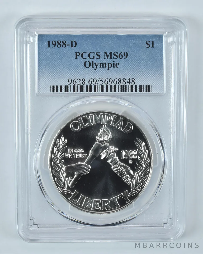 1988-D Olympic Torches Commemorative Dollar MS69 PCGS Blue Label