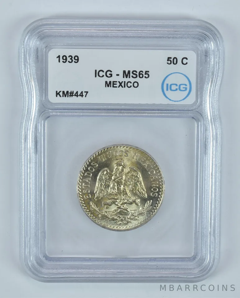 1939 Mexico 50 Centavos KM#447 MS65 ICG *9147