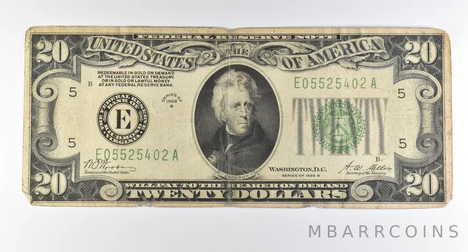 1928 B $20 Richmond VA FRN Green Seal Gold Certificate *0367
