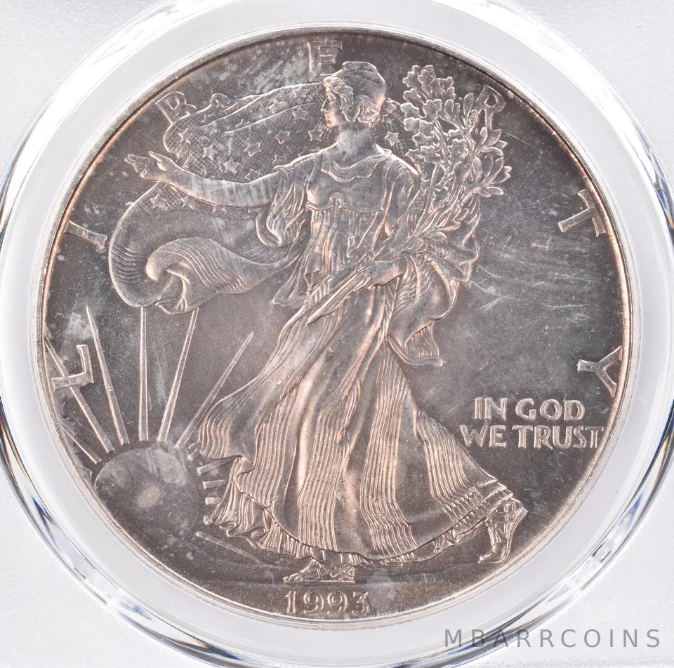 1993 American Silver Eagle MS66 PCGS Beautiful Tone *1410