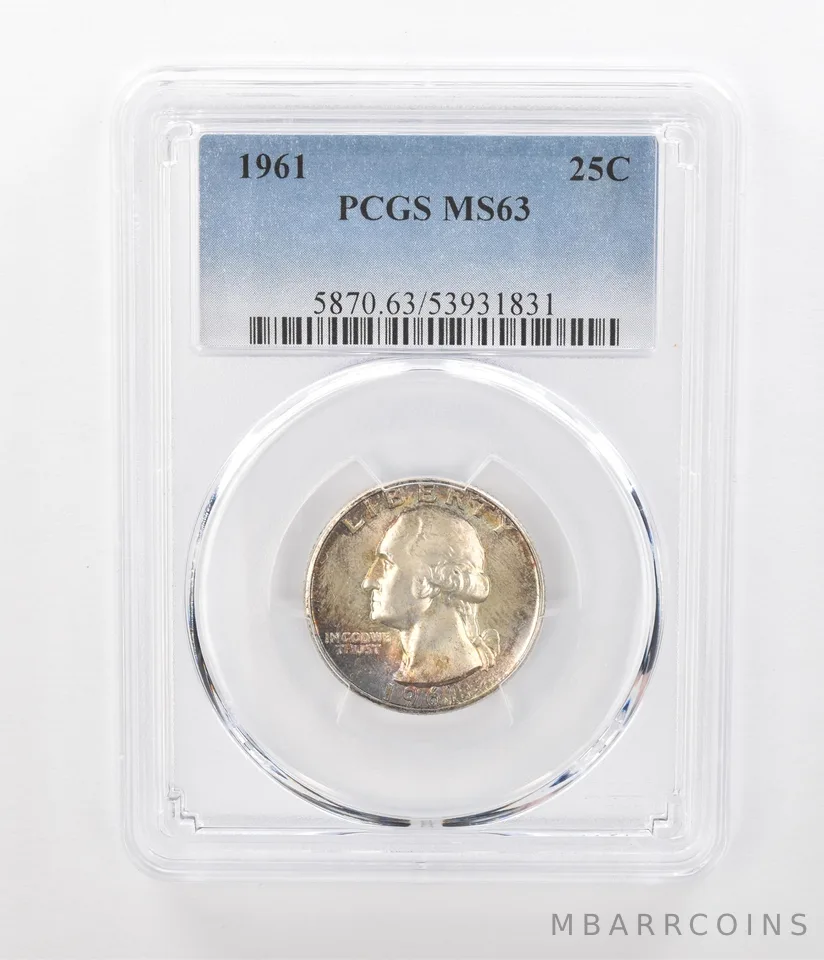 1961 Washington Quarter MS63 PCGS Beautiful Tone a1115
