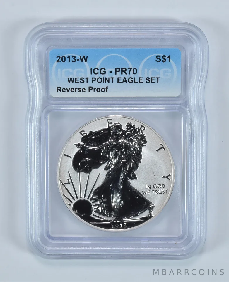 2013-W American Silver Eagle West Point Set Reverse Proof PR70 ICG