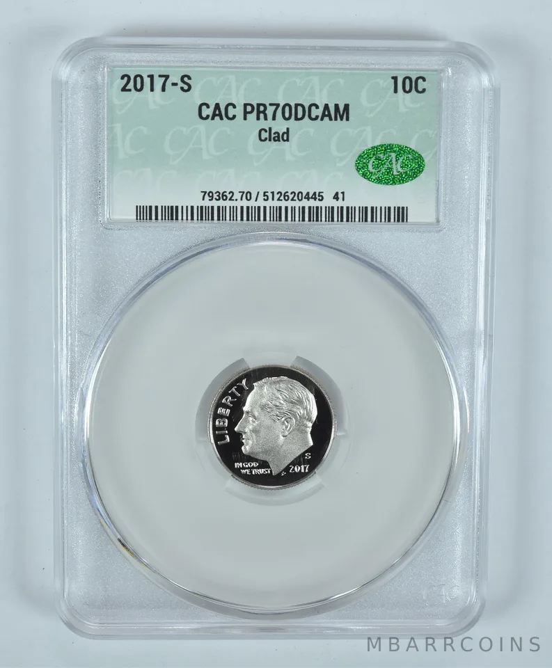 2017-S Roosevelt Dime CLAD PR70 DCAM CAC CACg