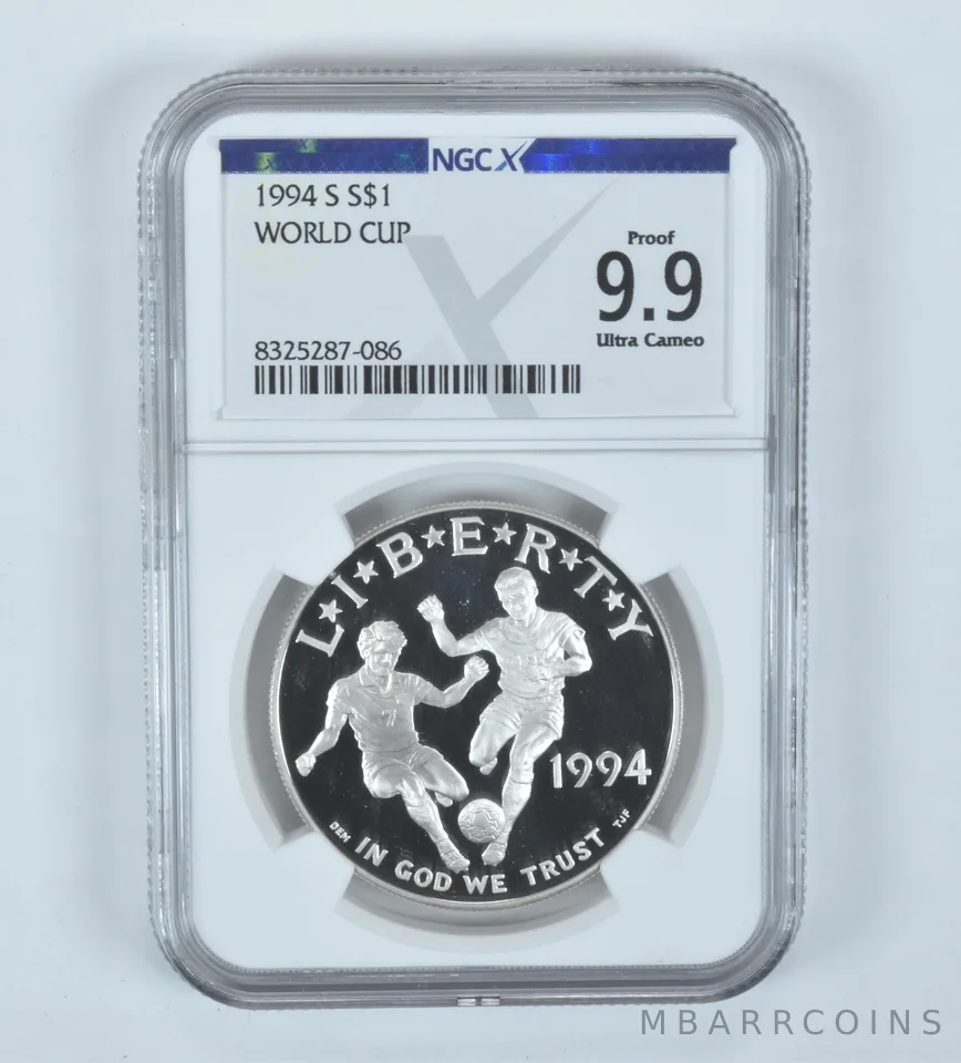 1994-S World Cup Commemorative Silver Dollar Proof 9.9 UCAM NGC X NGCX