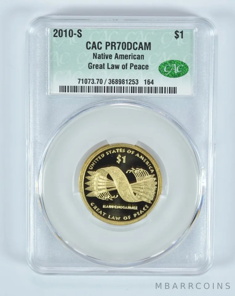 2010-S Sacagawea $1 Native American Great Law Of Peace PR70 DCAM CAC CACg