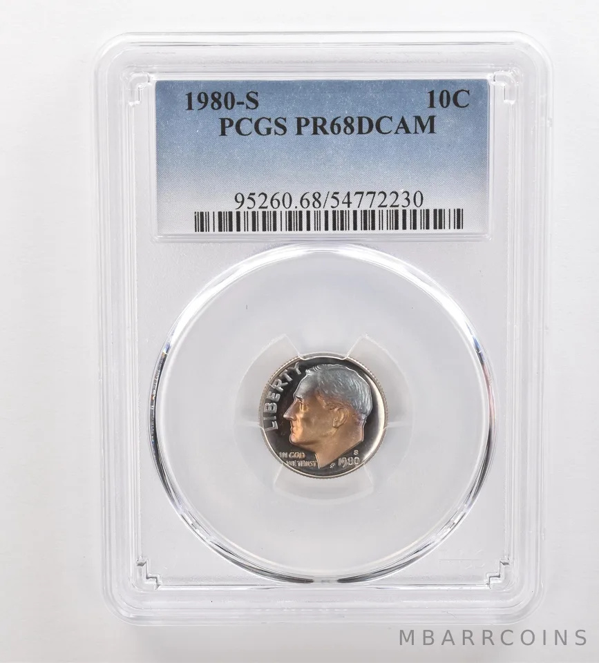 1980-S Roosevelt Dime PR68 DCAM PCGS Beautiful Tone *3276