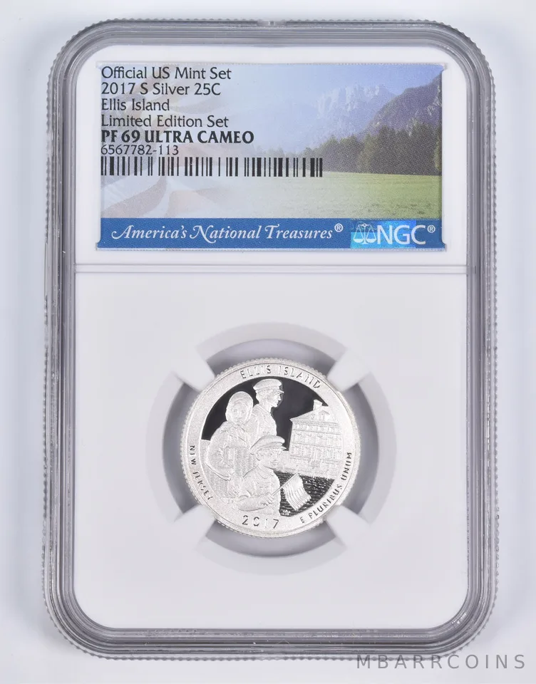 2017-S Silver PF69 ANT Ellis Island Quarter Limited Edition NGC