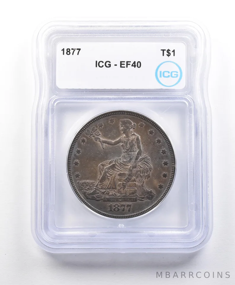 1877 Seated Liberty Trade Dollar EF40 ICG *3265
