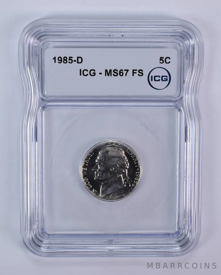 1985-D Jefferson Nickel MS67 FS ICG