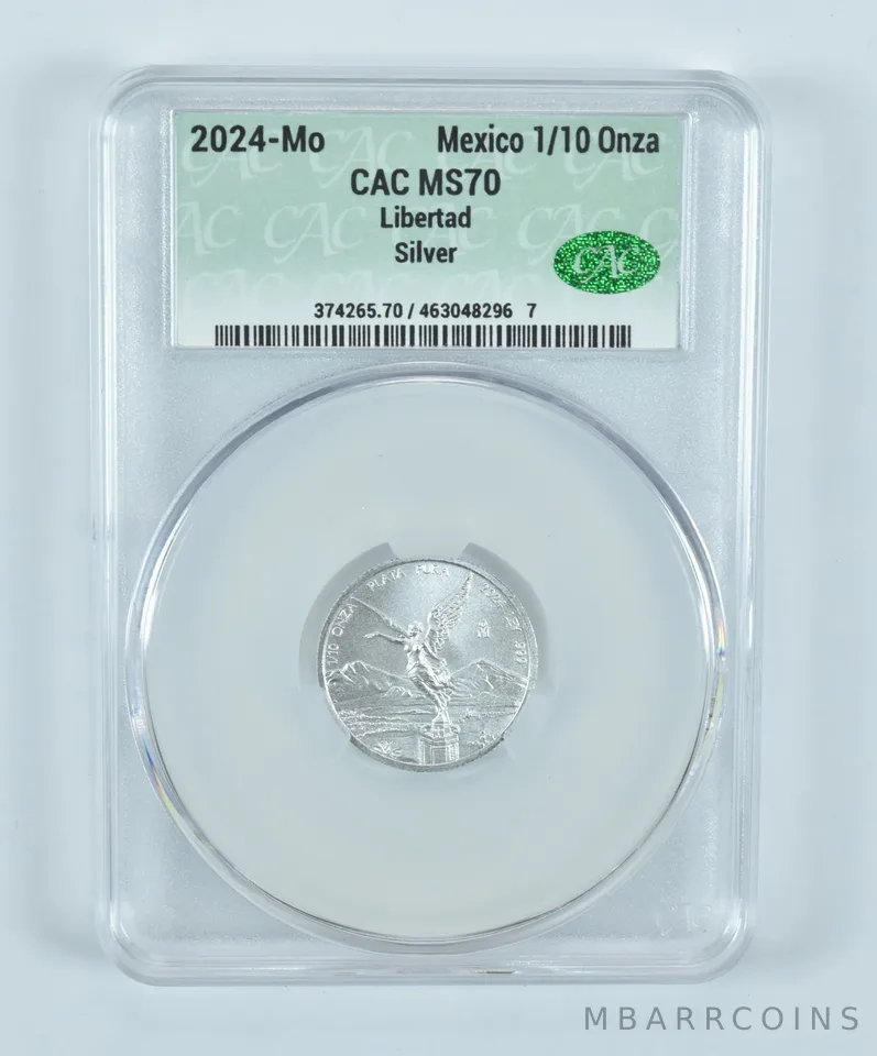 2024 Mo Mexico 1/10 Onza Silver Libertad MS70 CAC CACg