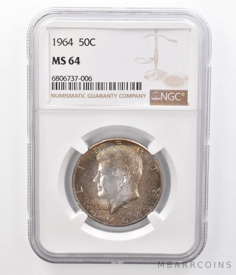 1964 Kennedy Half Dollar MS64 NGC Beautifully Toned *8651