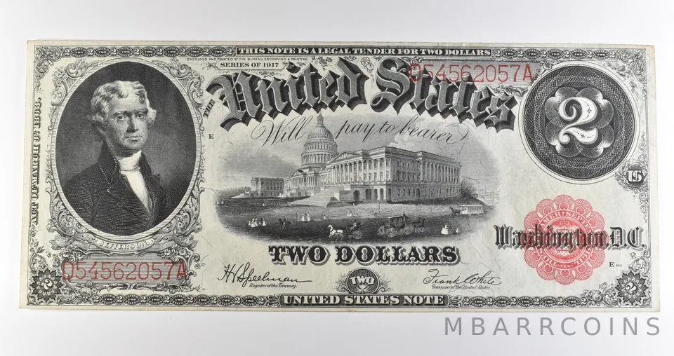 1917 $2 Legal Tender Large Note Red Seal *3563