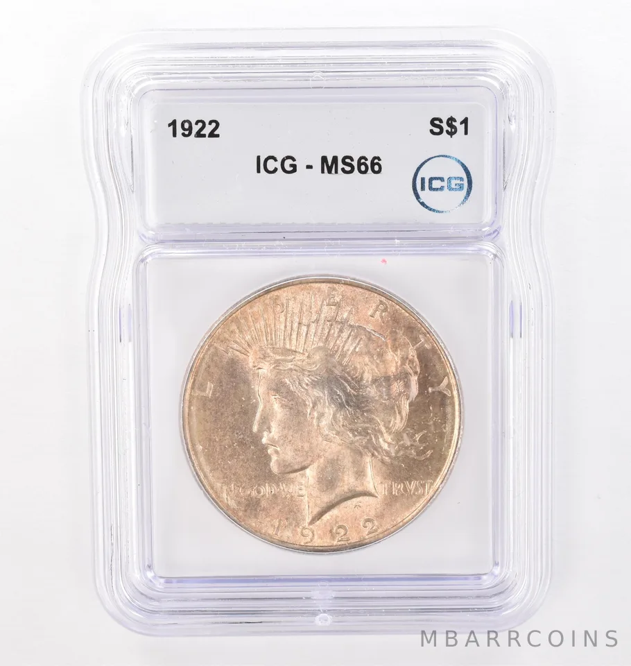 1922 Peace Silver Dollar MS66 ICG Beautiful Tone *4301