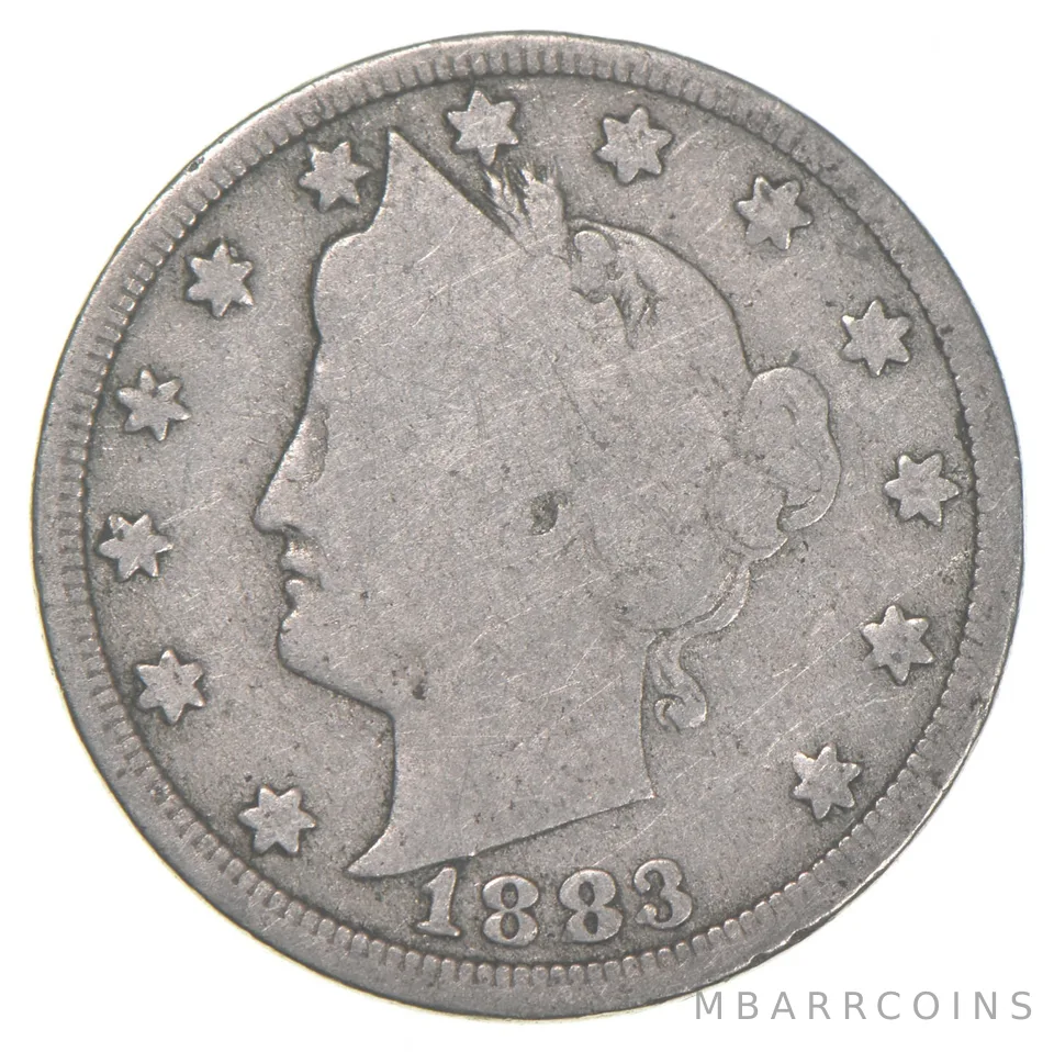 1883 G/VG Liberty V Nickel - NO CENTS - 1st Year Issue